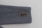 Blue Double Breasted Regular Fit Blazer