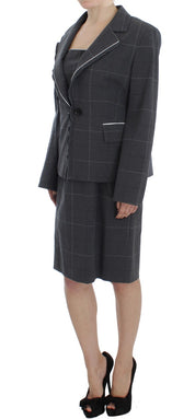 Gray Stretch Sheath Dress Suit Set
