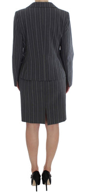 Gray Stretch Suit Sheath Dress & Blazer Set