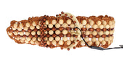 Brown Raffia Wood Beaded Wide Waist Belt
