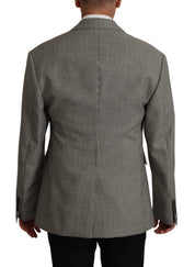 Gray Checkered Single Breasted Jacket Blazer
