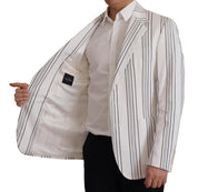 White Stripes Cotton Single Breasted Blazer