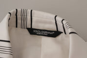 White Stripes Cotton Single Breasted Blazer
