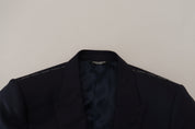 Blue Wool Single Breasted Coat Blazer