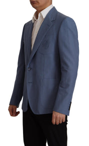 Blue Single Breasted Logo Blazer Jacket