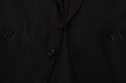 Black Cotton Single Breasted Blazer Jacket