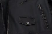 Black Leather Biker Coat Zipper Jacket