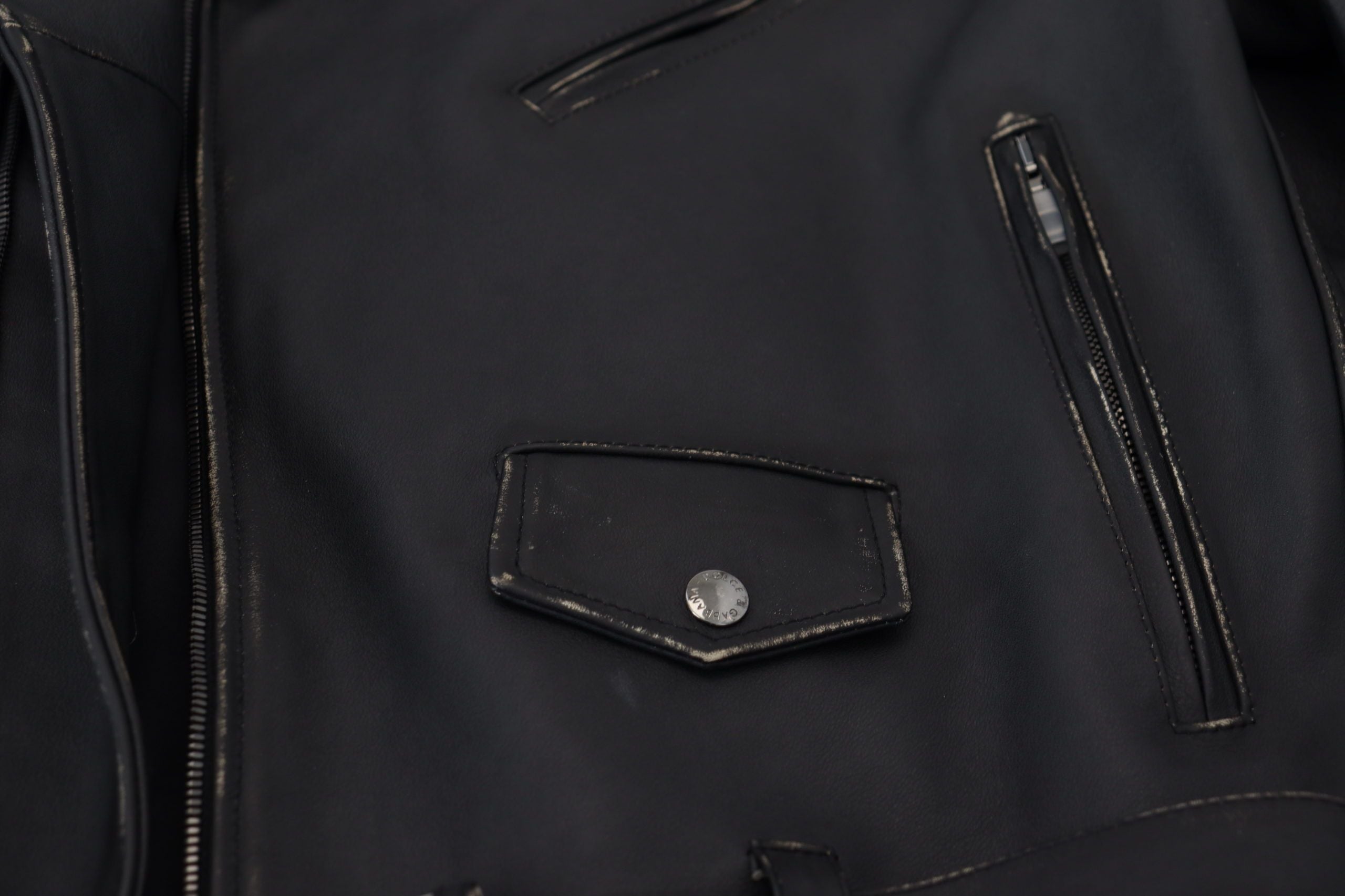 Black Leather Biker Coat Zipper Jacket