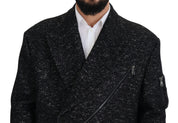 Black Wool Double Breasted Coat Men Jacket