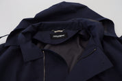Blue Hooded Double Breasted Coat Jacket