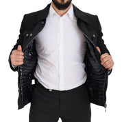 Black Wool Collared Full Zip Jacket