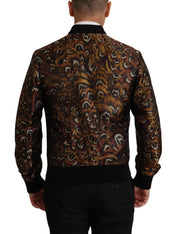 Brown Feather Full Zip Blouson Jacket