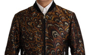 Brown Feather Full Zip Blouson Jacket