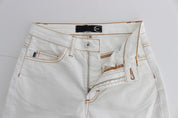 White Cotton Blend Slim Fit Jeans
