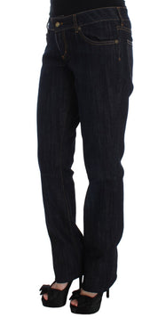 Blue Cotton Straight Fit Stretch Jeans