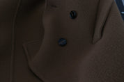 Brown Nylon Double Breasted Coat Jacket
