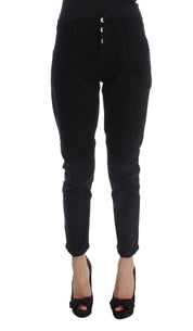 Black Cotton Slim Fit Cropped Jeans
