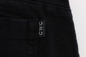 Black Cotton Slim Fit Cropped Jeans