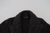 Black Wool Knit Double Breasted Coat Jacket