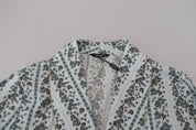 Blue Floral Cotton Robe Coat Jacket
