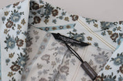 Blue Floral Cotton Robe Coat Jacket