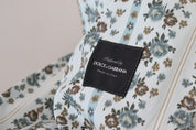 Blue Floral Cotton Robe Coat Jacket