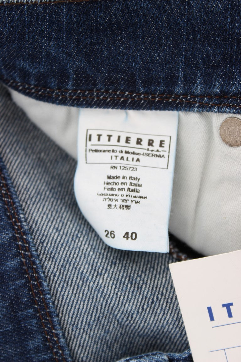 Blå tvättade bomullsblandade slim fit-jeans