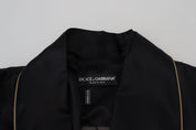 Black 100% Silk Robe Coat Wrap  Jacket