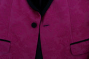 Pink Floral Brocade Slim Blazer Jacket