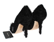 Black Xiangao Lamb Fur Leather Pumps