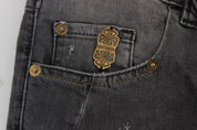 Gray Wash Cotton Blend Slim Fit Stretch Jeans