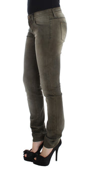 Gray Wash Cotton Blend Slim Fit Jeans