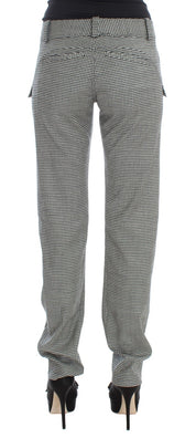 Black White Checkered Cotton Casual Pants