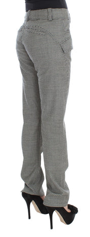 Black White Checkered Cotton Casual Pants