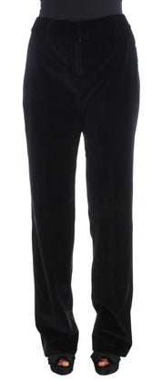 Black Velvet Cotton Straight Legs Pants