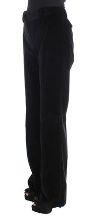 Black Velvet Cotton Straight Legs Pants