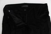 Black Velvet Cotton Capri Bootcut Pants