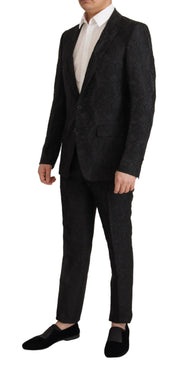 Black Brocade Formal 2 Piece MARTINI Suit