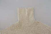 Cream Wool Knit Turtleneck Pullover Sweater