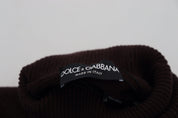 Brown Wool Turtle Neck Pullover Sweater