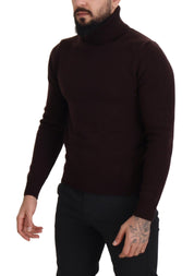Brown Wool Turtle Neck Pullover Sweater