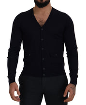 Blue Wool STAFF Down Cardigan Sweater