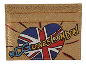 Gold Leather #DGLovesLondon Women Cardholder Case Wallet