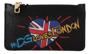 Black Leather #DGLovesLondon Women Cardholder Coin Case  Wallet