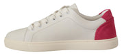 Dolce & Gabbana White Pink Leather Low-Top Sneakers