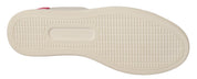 Dolce & Gabbana White Pink Leather Low-Top Sneakers