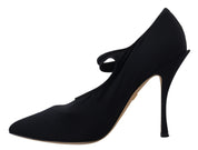Black Stretch Crystal Pumps