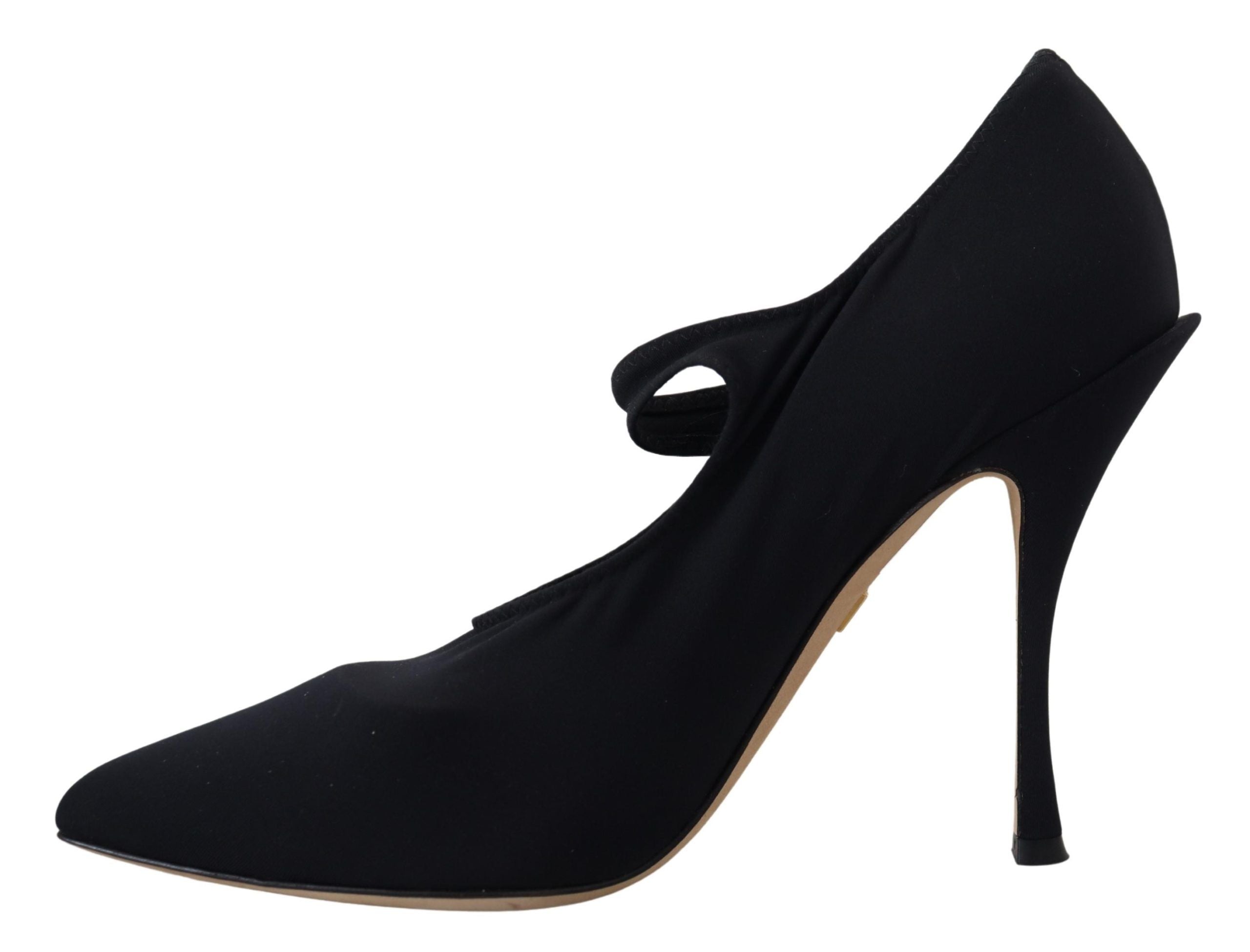 Black Stretch Crystal Pumps