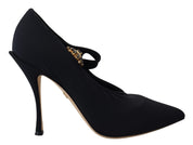 Black Stretch Crystal Pumps