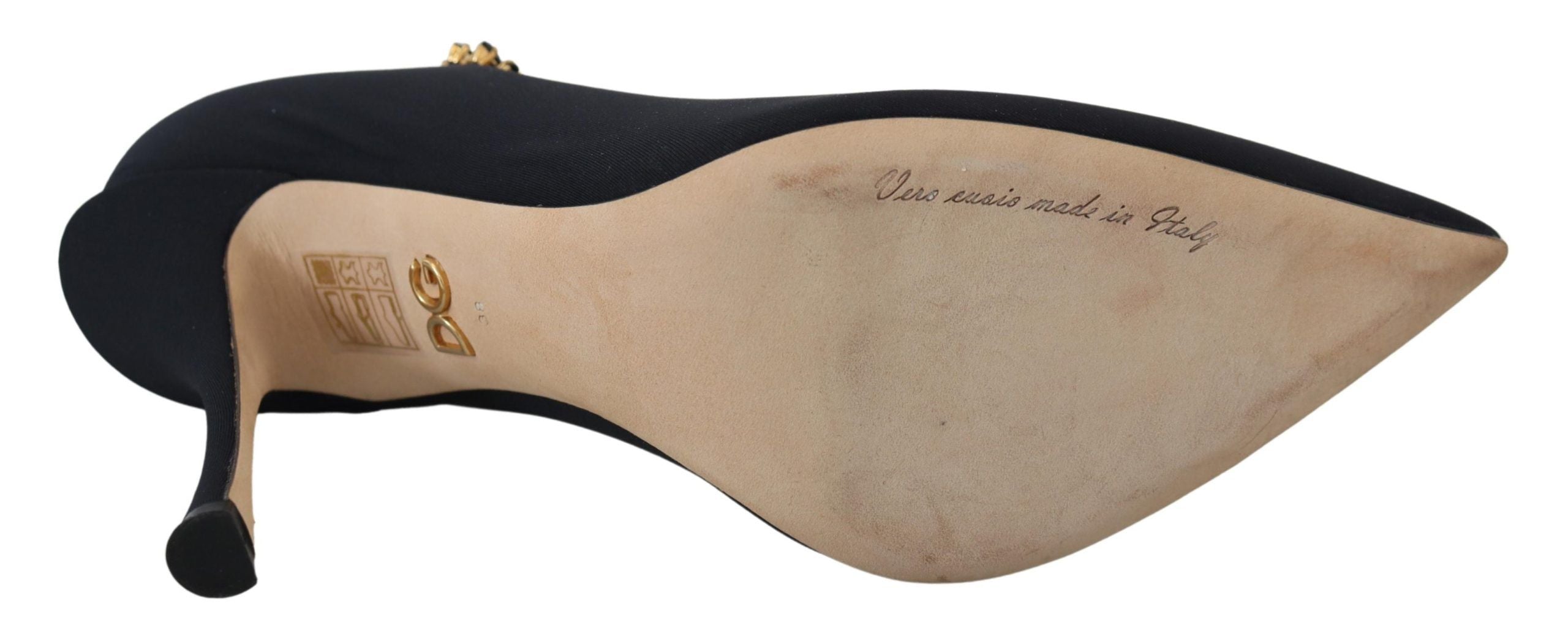 Black Stretch Crystal Pumps